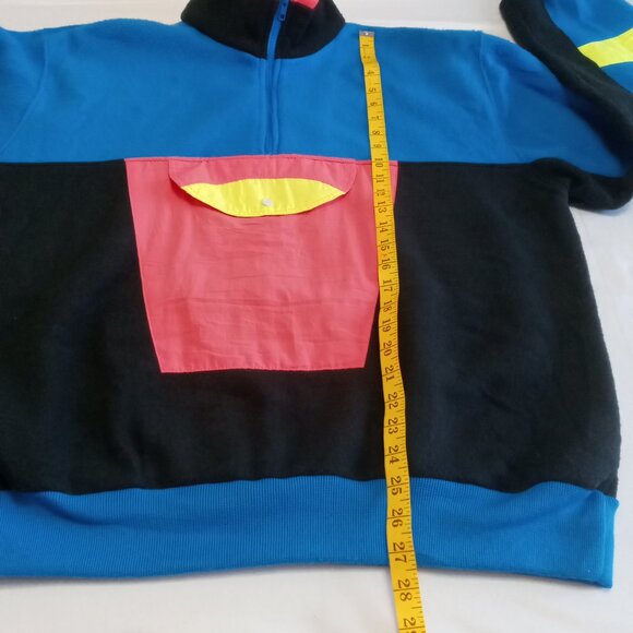 VTG 80'S Sun Sations sportswear color block neon colored polar fleece XL - Picture 4 of 7